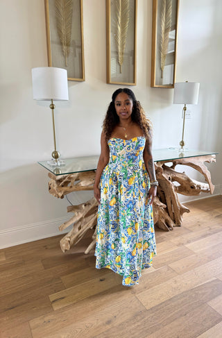 Amalfi Breeze Lemon-Print Maxi Dress – KChemere