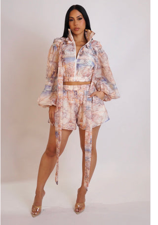 Social Attire Short Set - Multi